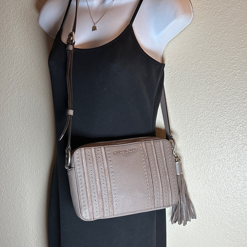 Michael Kors Brooklyn cinder gray Crossbody Bag with Tassel - Picture 2 of 13